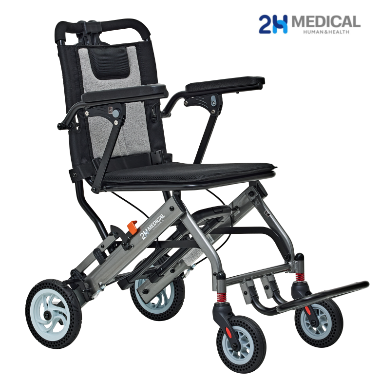 2H메디컬 페더체어 시리즈 - 8kg 초경량 알루미늄 수동 접이식 여행용 장애인 휠체어, 1개, 프로 220,000원