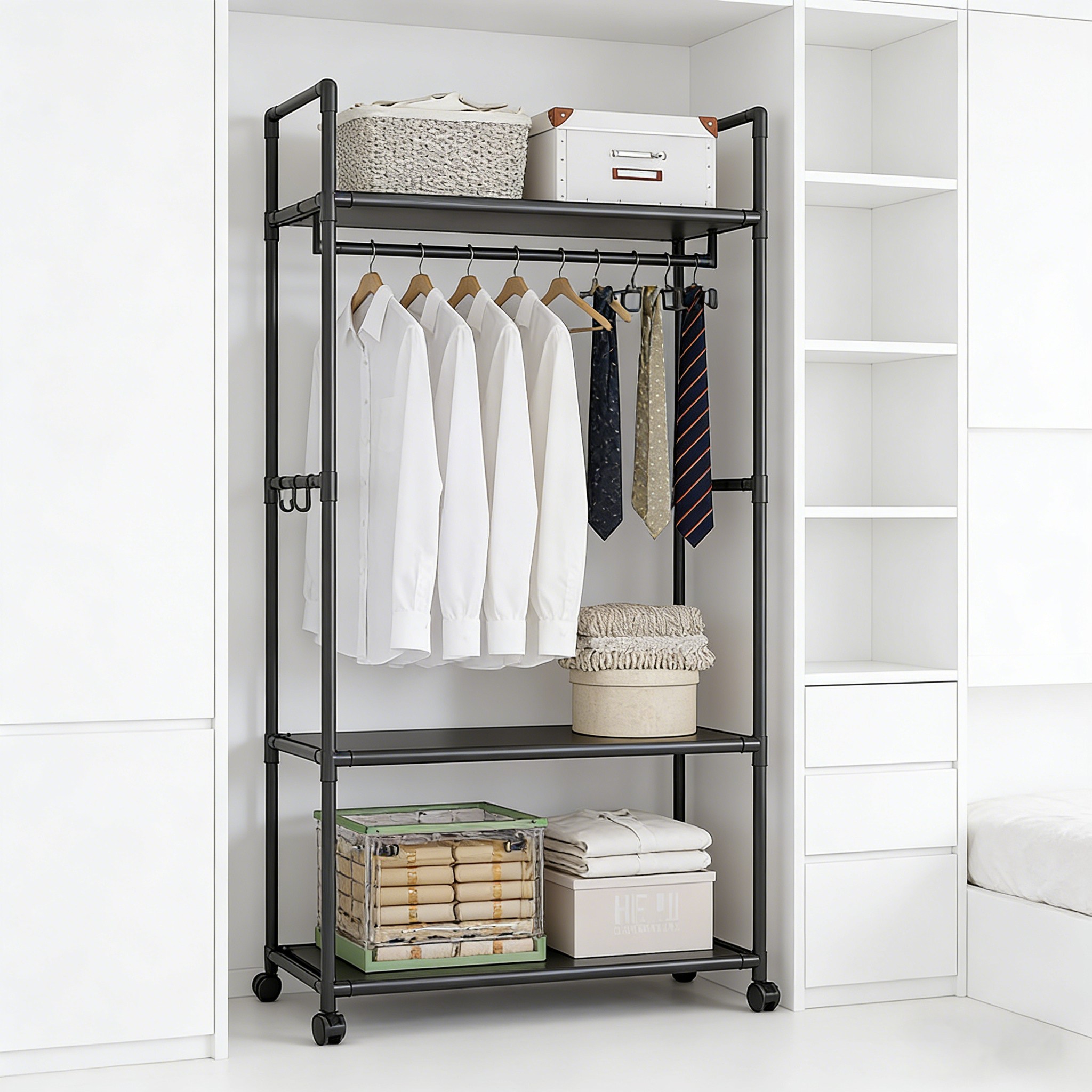 호밍사이 튼튼한 2단 이동식 철제 스탠드 옷걸이 행거 수납행거 15,990원