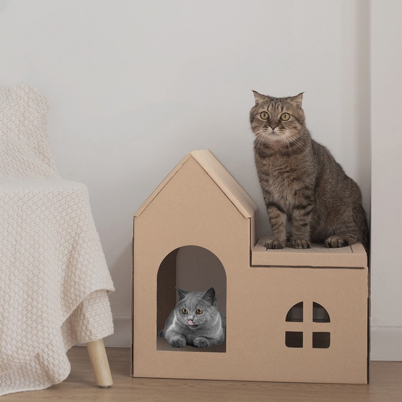 대형 고양이 스크래칭 보드 L자형 고양이 집 고양이 빌라, 고양이 스크래칭 보드 포함 고양이 소파 내구성 있는 스크래칭 보드 대형 고양이 집 고양이 용품, 1개, 나무색 24,880원