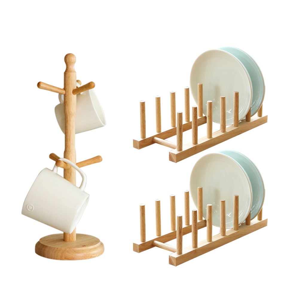 쿡차미 원목접시꽂이 2p + 원목 컵걸이 세트 12,130원
