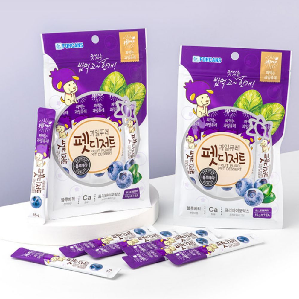 [베셀코] 강아지 반려견 포켄스 과일퓨레 펫디저트 츄르 스틱, 7개, 블루베리 4,900원