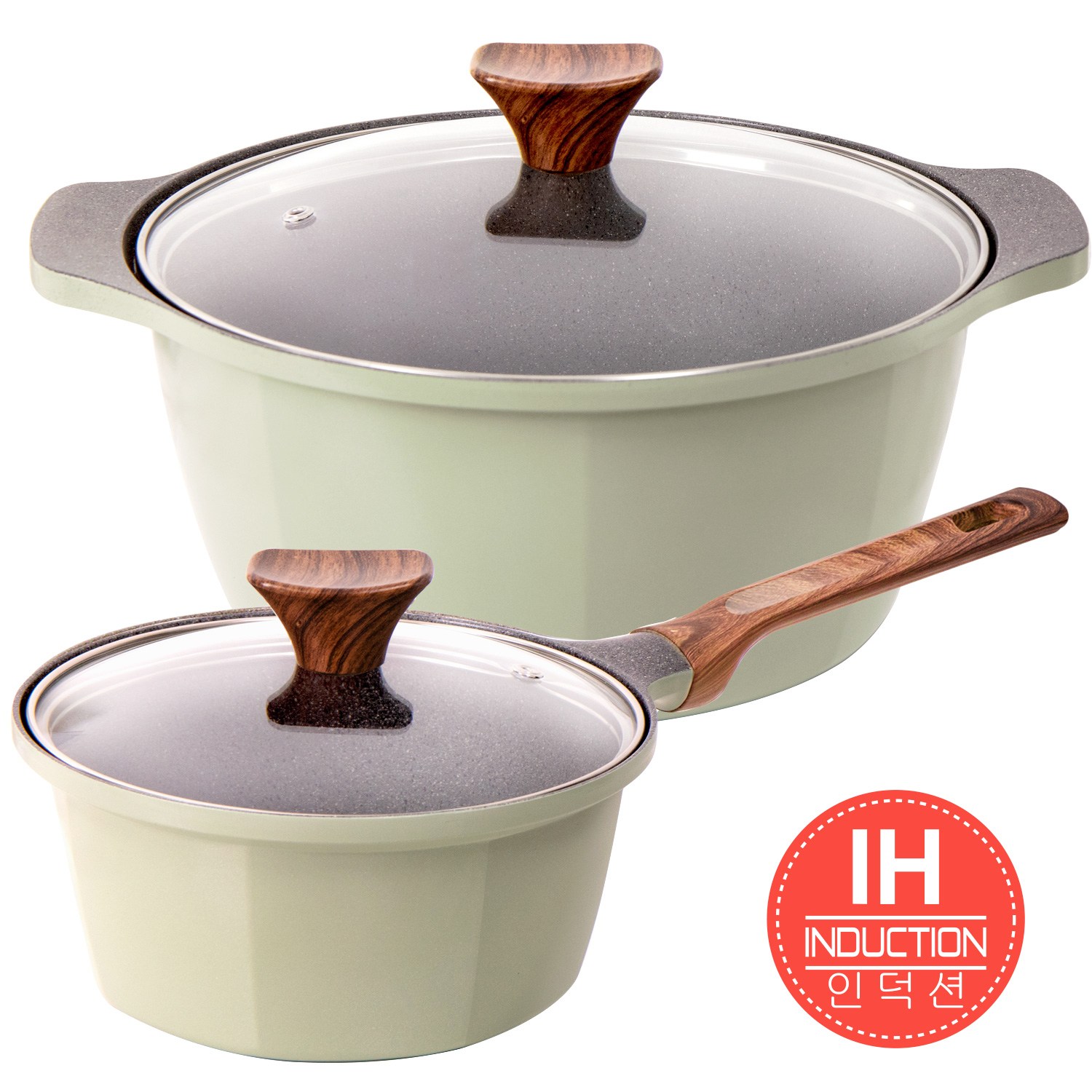 캡스톤 글램레트로 인덕션냄비세트 2종  편수 18cm + 양수 24cm  올리브 44,900원