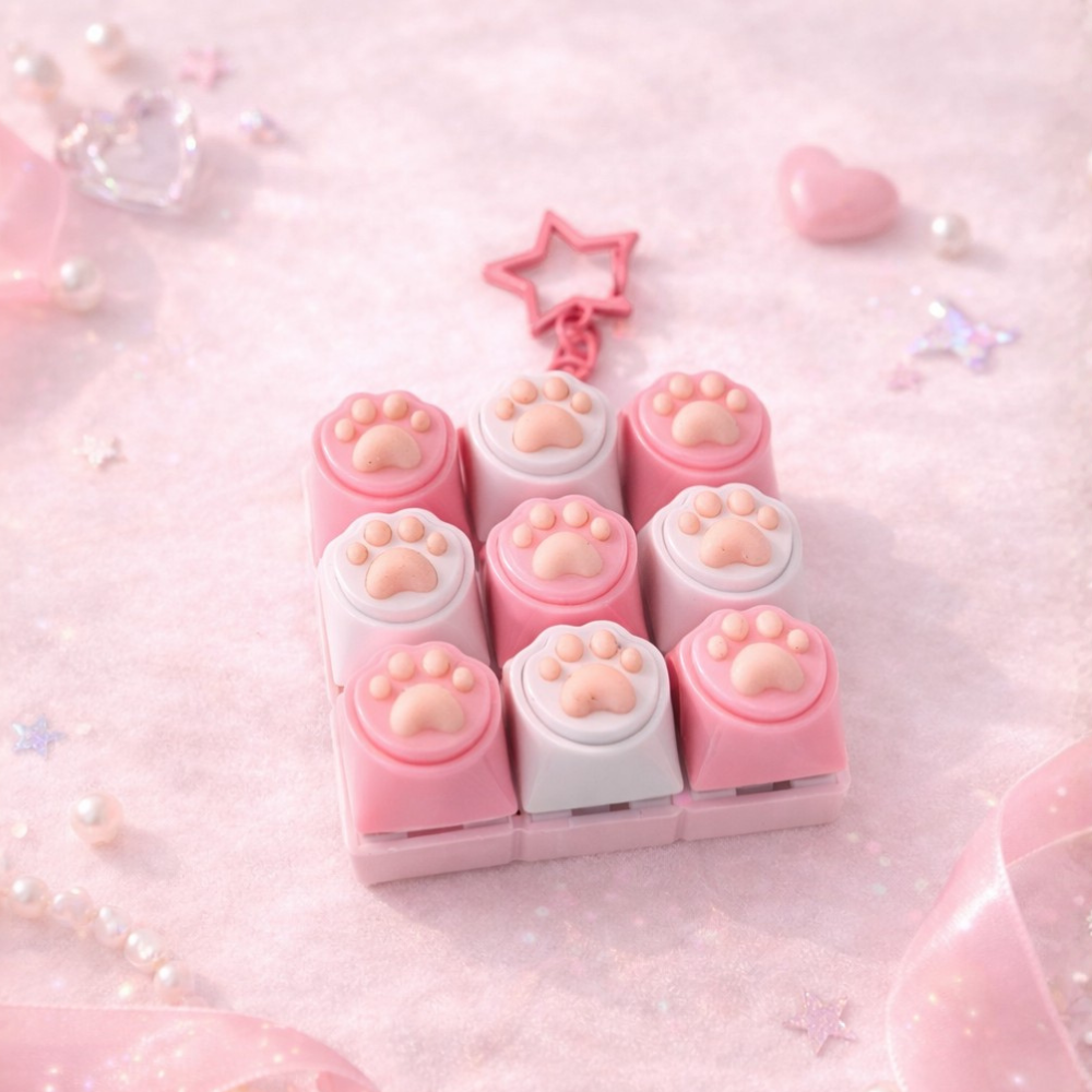 로로메라 고양이 발바닥 키보드키링 9구 별모양 고리 딸깍 스트레스해소 장난감 키캡, 1개, 블러쉬핑크 11,900원