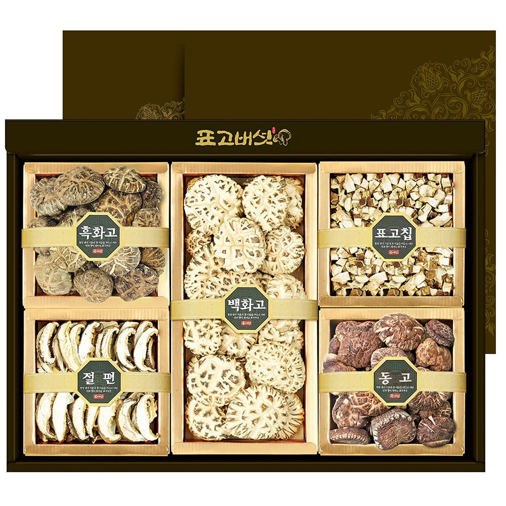 [품질보장]자연식탁 국내산 참나무 건 표고 버섯 선물세트 [종합(대)3호] (백화고(대)270g/흑화고(소)150g/동고(소)150g/표고칩100g/절편70g) 89,900원