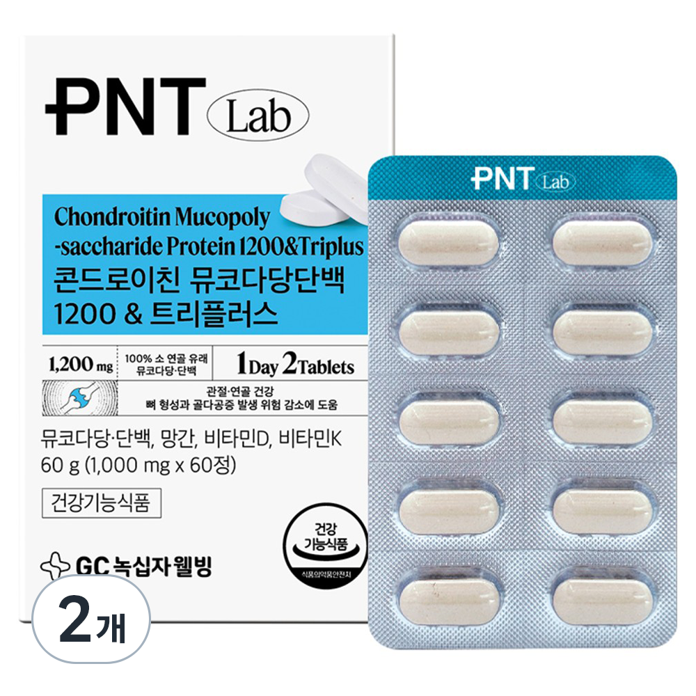 피엔티 GC녹십자웰빙 콘드로이친 뮤코다당단백 1200 트리플러스 60g, 60정, 2개 32,920원