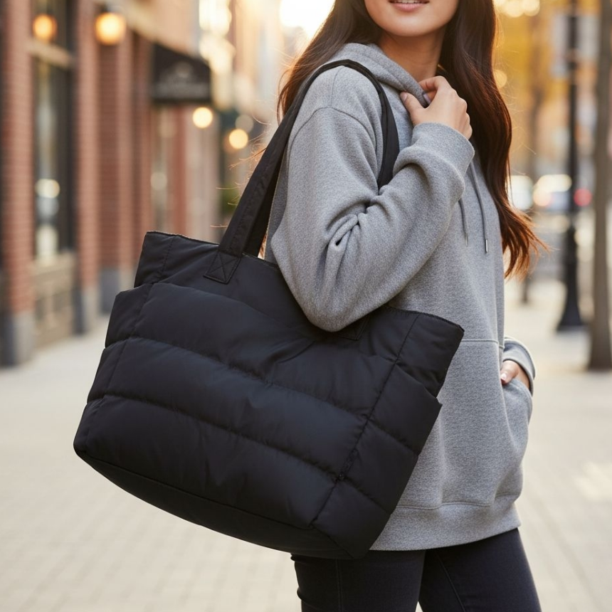 인생소품 초경량 보부상가방 대용량 여성 나일론 패딩 토트백 25,900원