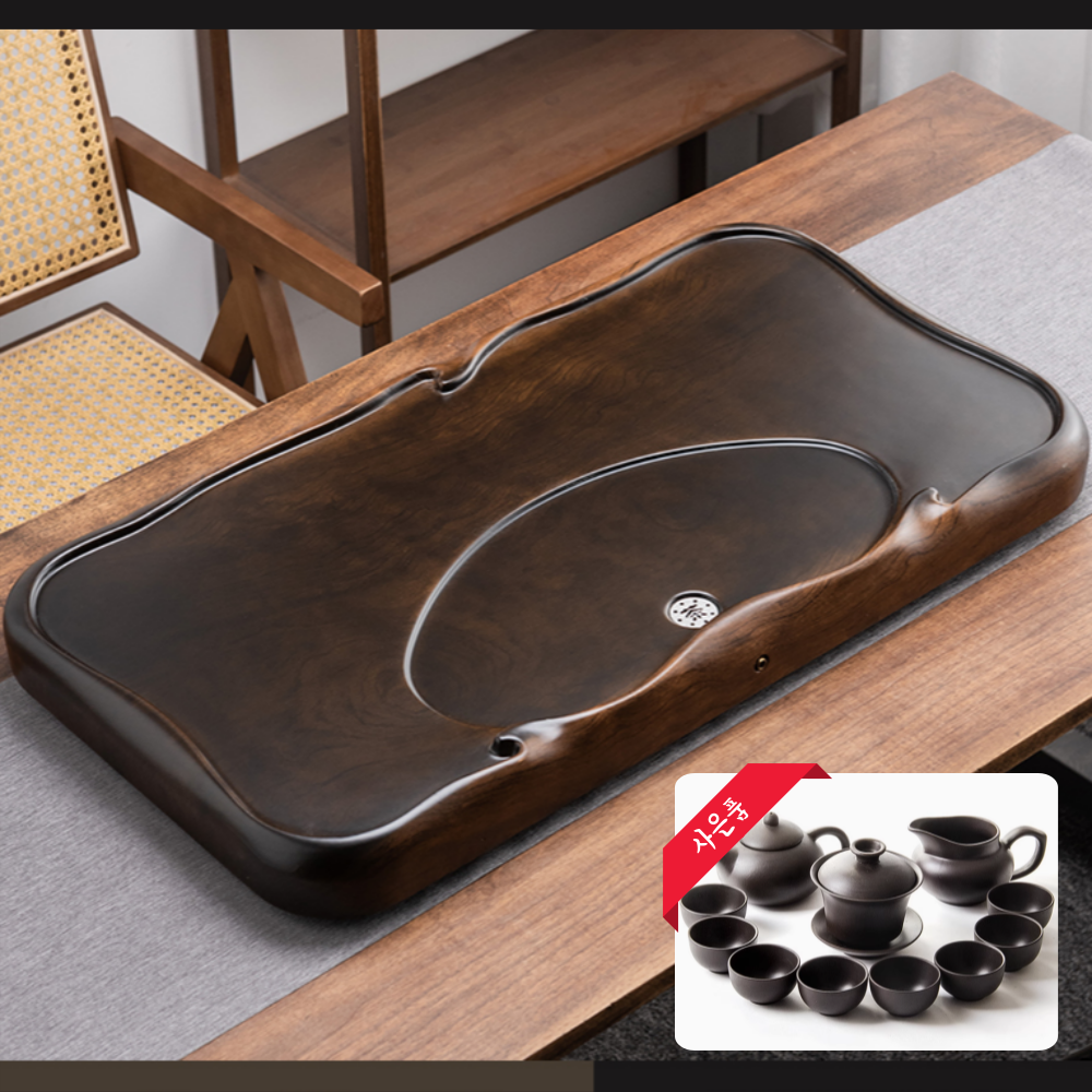 수아파파 고급 다도 차판 트레이 원목 퇴수기 찻잔 차반 테이블 다기 퇴수기 흑단 전통 카페 쟁반 받침대, 1개, 다크브라운 189,000원