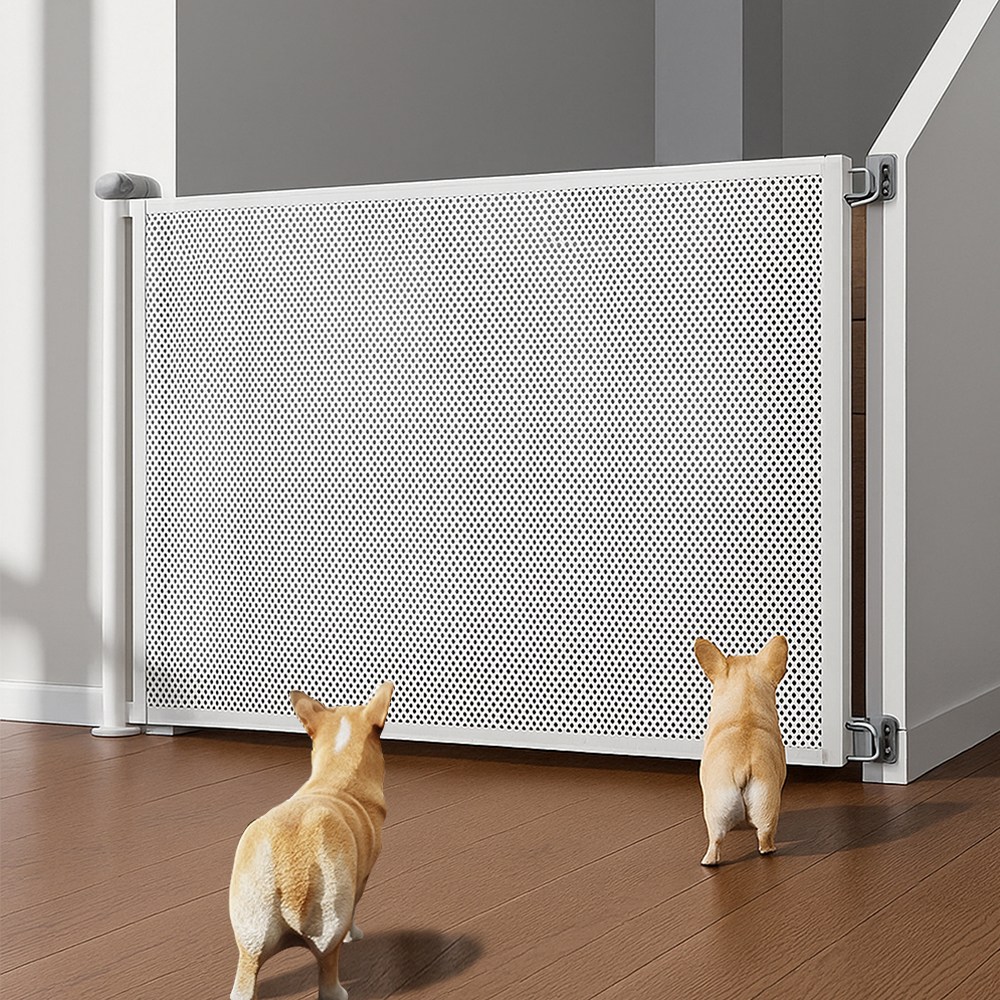 이지유 메쉬 슬라이드 안전문 애견 반자동 가림막 대형 펜스 울타리, 화이트, 1개 45,700원
