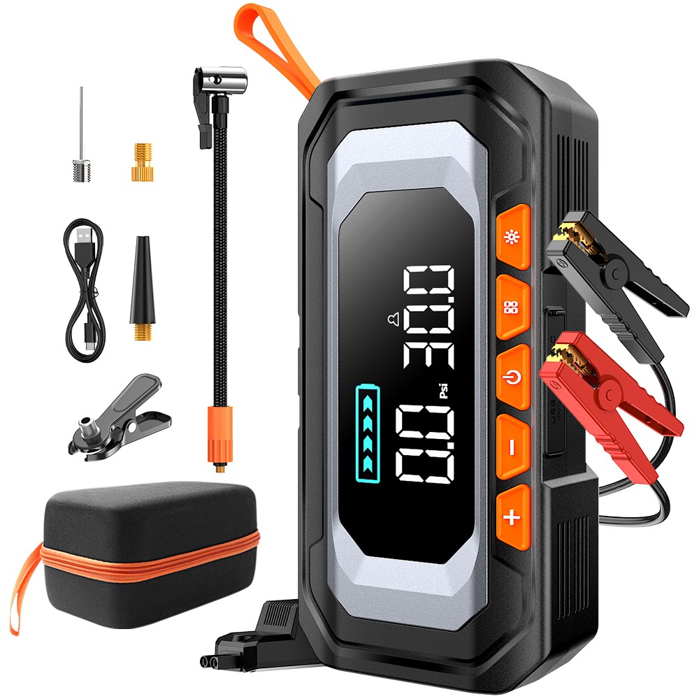 NICESUN 6in1 차량용 점프스타터+에어펌프+스마트 점프 케이블+12V 긴급 시동 점프스타터+16000mAh 대용량 보조배터리+LED 조명 휴대용 멀티 응급 키트, 1개, 1개입 289,900원