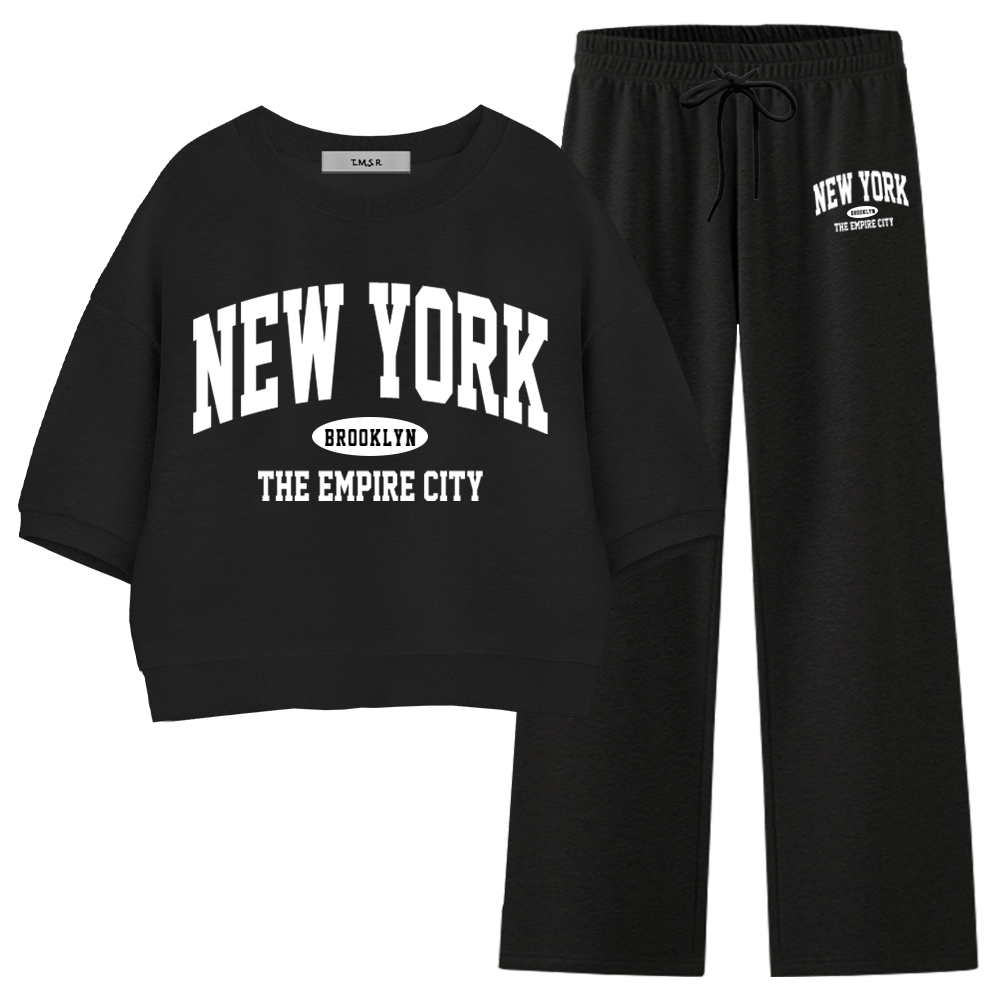 몰토벨리노 토르소 TSF 뉴욕엠파이어시티 세미오버핏 크롭 반팔 맨투맨 일자팬츠 세트 41,900원