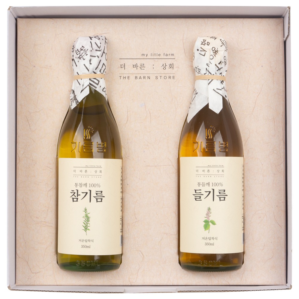 [ 고급선물세트 ] 더바른상회 실속형 3호 선물세트 ( 외국산 저온 압착 참기름,  중국산 저온 압착 들기름 ) 40,000원