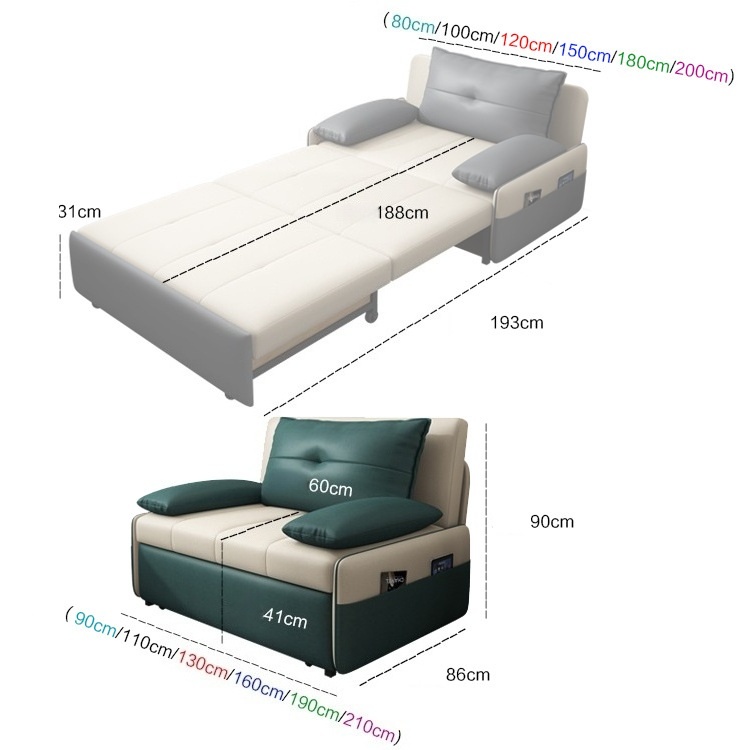 해당컴퍼니 가정용 기능성 접이식 양용 소파 베드 HT166, 흑녹색+베이지 385,000원