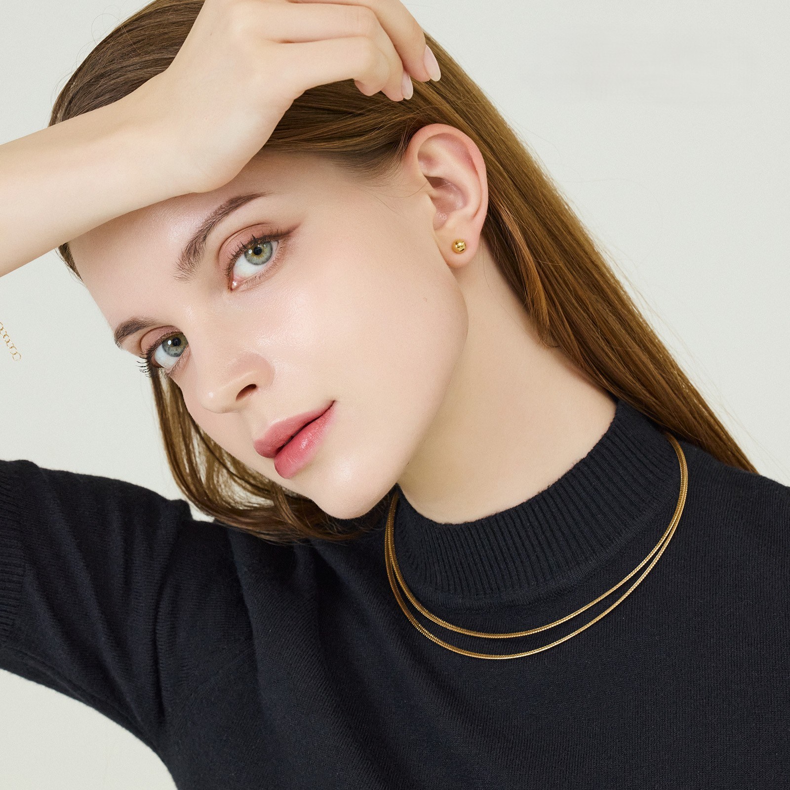 펠리체골드 18K 스네이크 더블 목걸이 (+선물포장) 레이어드 기념일 데일리 여성 여자친구 볼드 2선 금 골드 체인 이태리 스네이크 메쉬 783,640원