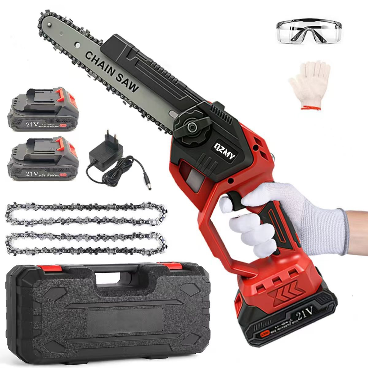 QZMY 독일 기술 충전식 강철전기톱 무선 충전톱 소형 전동톱 체인톱 20.32cm 나무톱 세트 브러쉬리스 모터 톡톡365, 1세트 115,880원