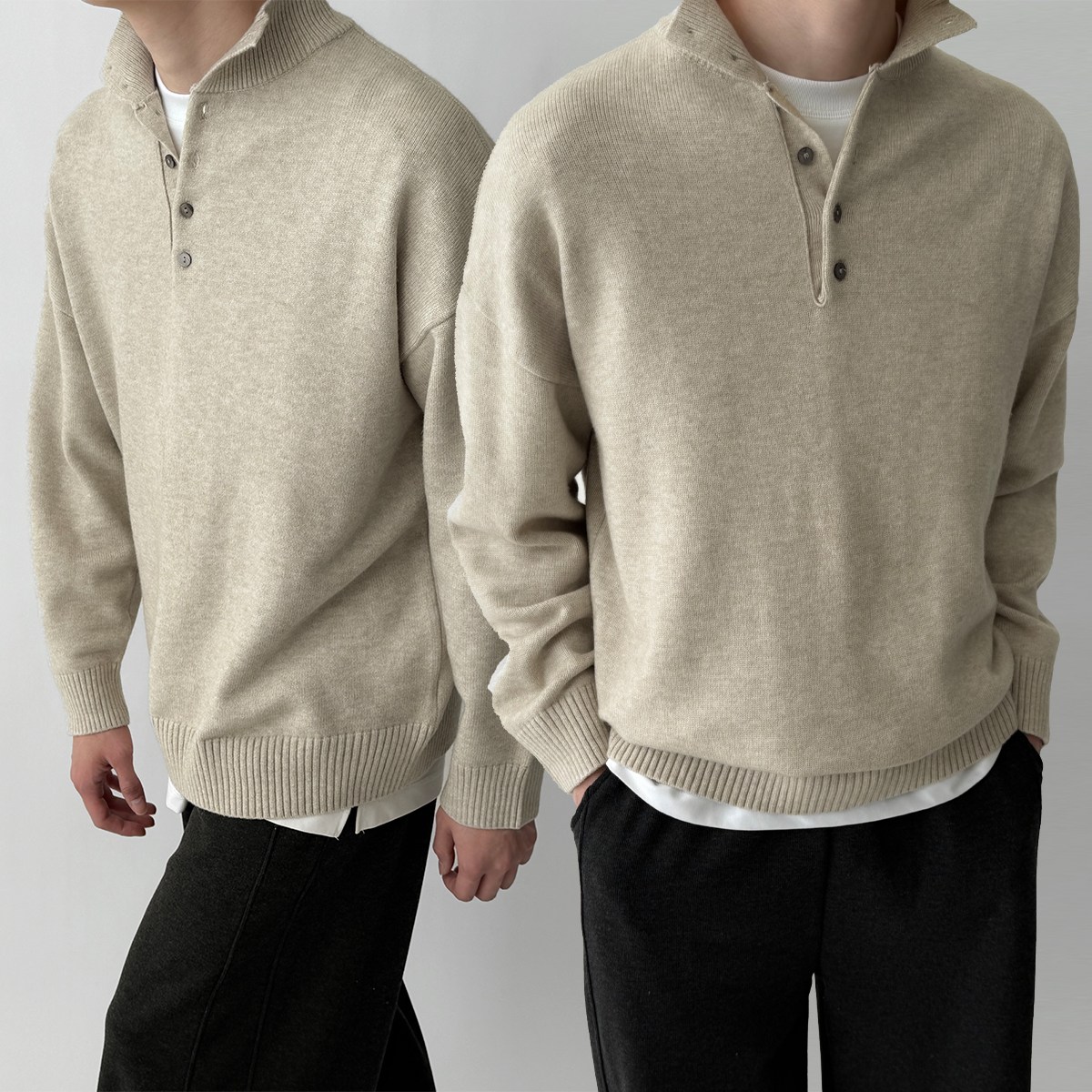 빠델 헨리넥 박스 오버핏 반폴라 니트 36,800원