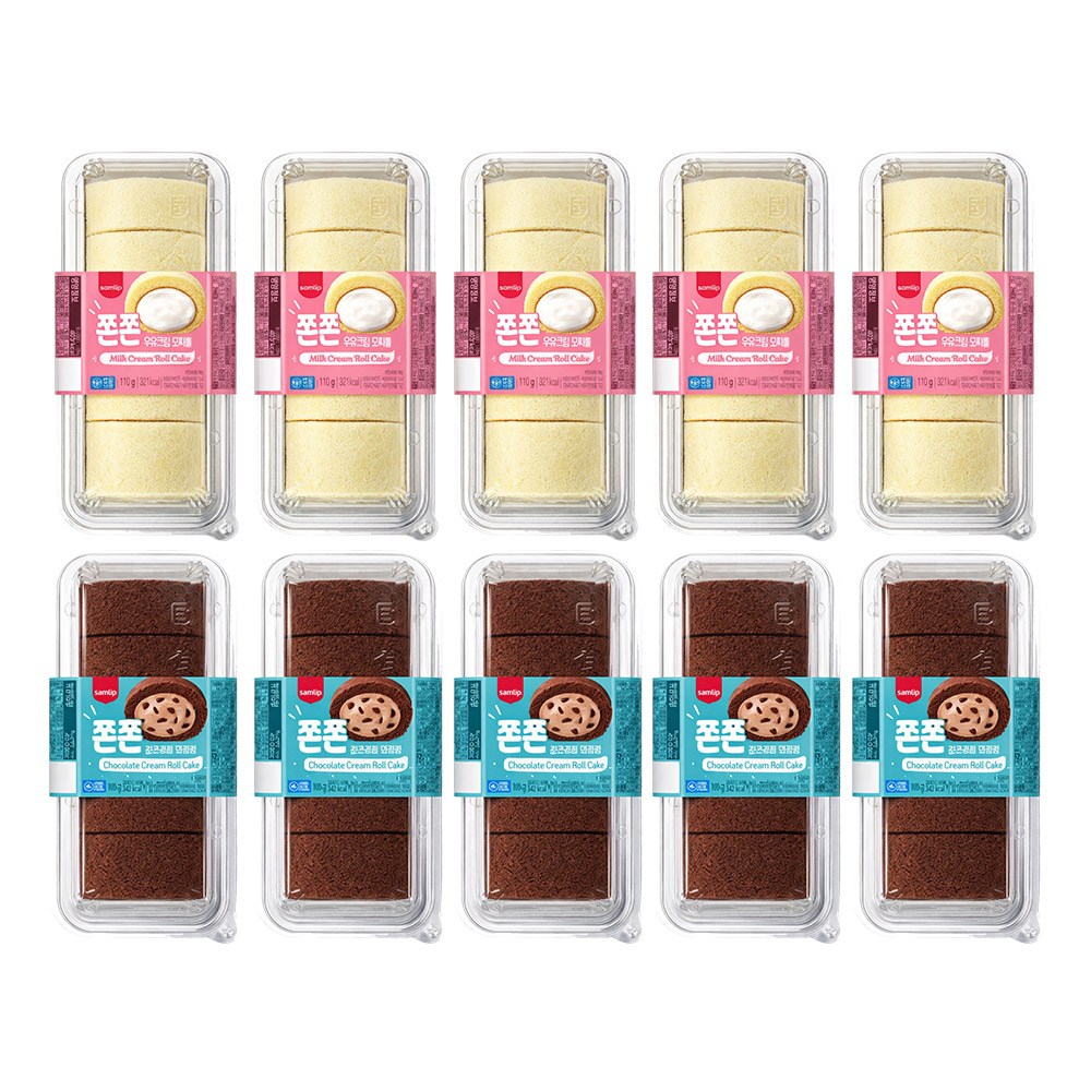 삼립 쫀쫀 크림 모찌롤 110g 우유5개+초코5개, 1.1kg 29,300원