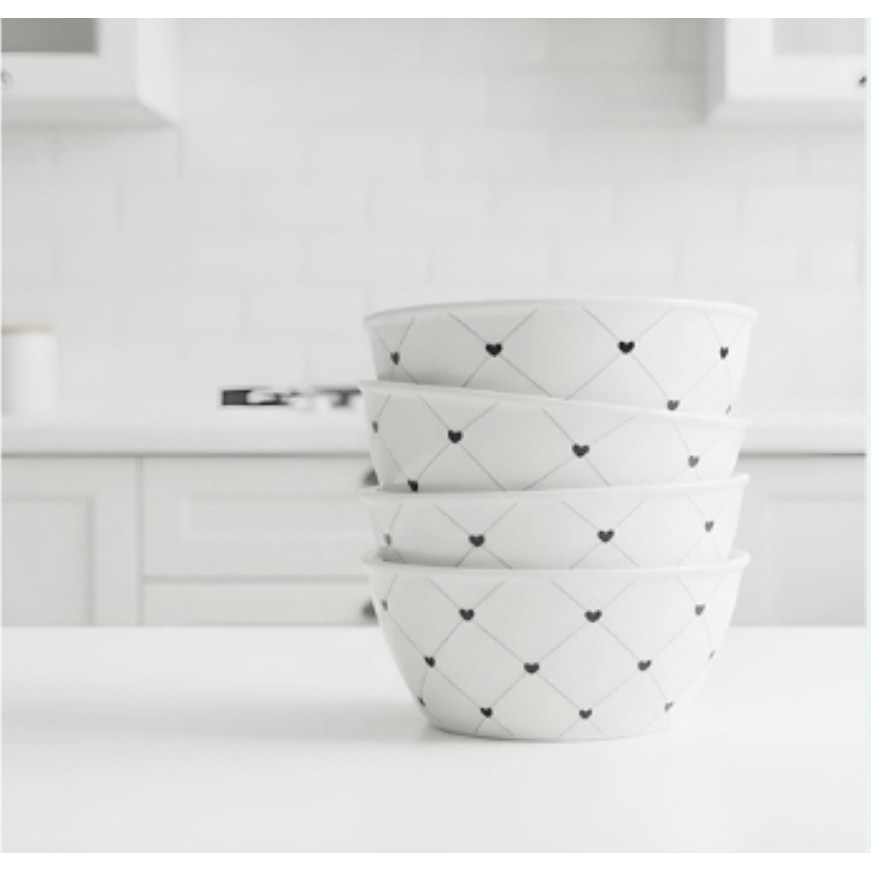 홍쇼핑 체크하트 대접 도자기 국그릇 4p세트 한식 국공기 라면그릇 신혼 집들이선물 식기세트 테이블웨어 15,500원