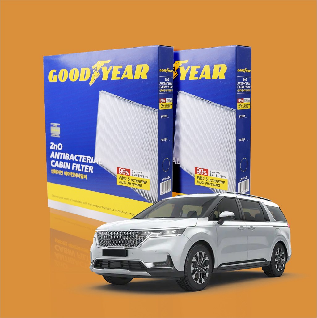 자동차친구 굿이어 정품 초미세 PM2.5 향균처리 국내생산 에어컨필터 6호 1년치 2개 LF쏘나타 적용 29,900원