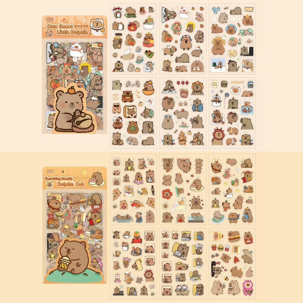 올리브파티 귀여운 카피바라 스티커 일러스트 감성 다꾸 방수 6매 세트 6,500원