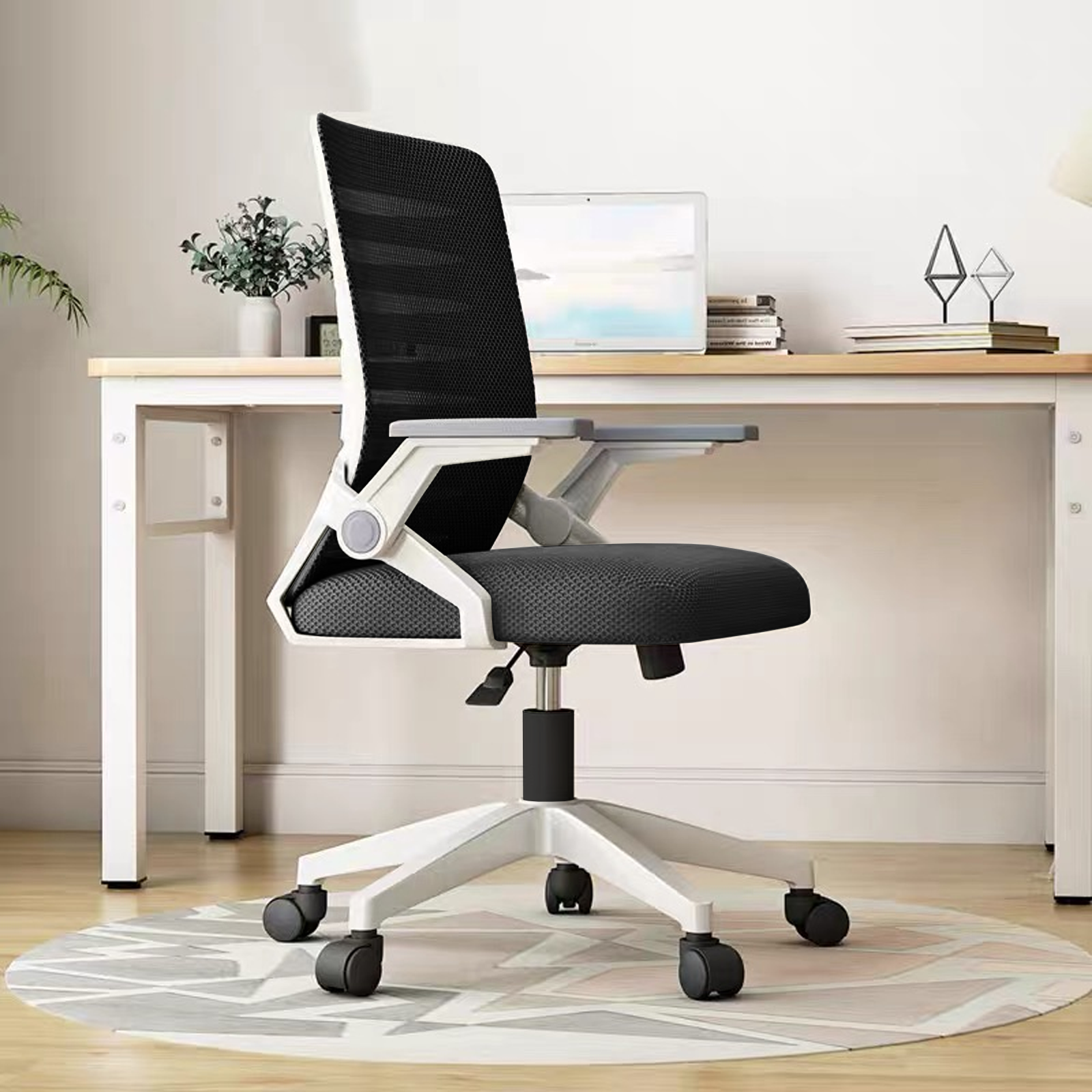 투에스리빙 사무용 푹신한 컴퓨터 의자, 화이트 블랙 55,900원