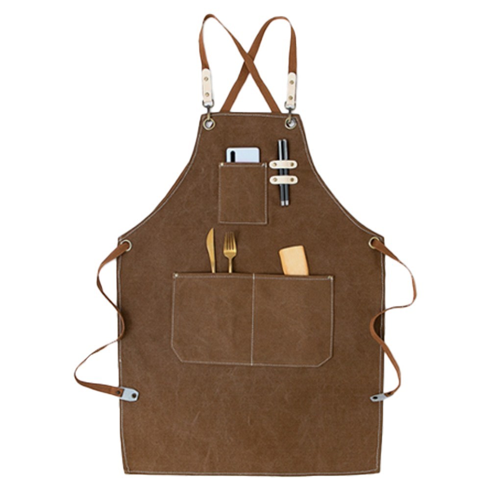 카페클럽 캔버스앞치마 미술 미용실 작업용 앞치마 꽂칩 공방 바리스타 데님 목공앞치마, BROWN, 1개 23,900원