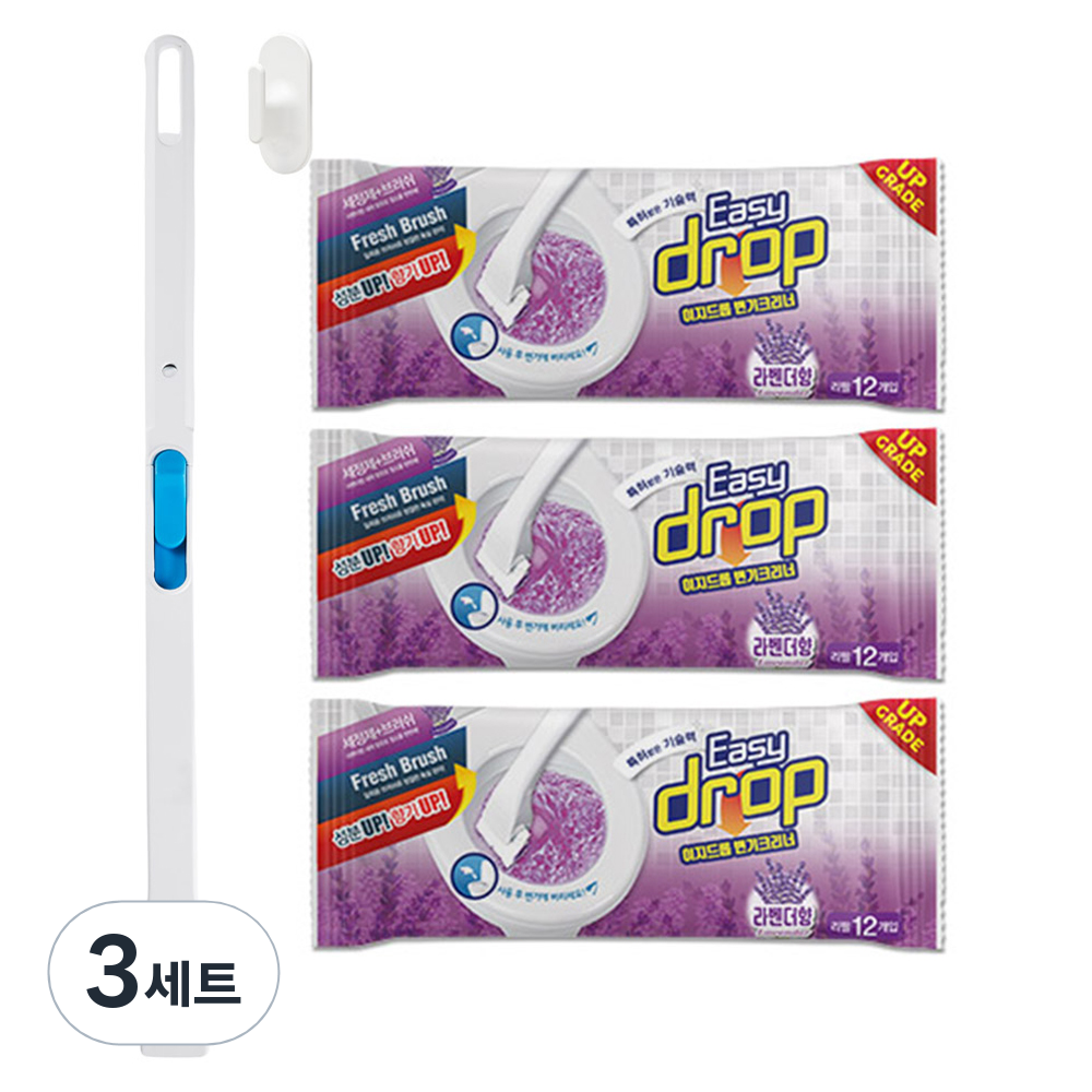 이지드롭 변기크리너 핸들 + 리필브러쉬 라벤더 36p, 혼합색상, 3세트 46,350원