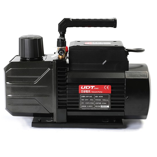 UDT 진공펌프 UVP-280 2단 1HP 5960080 냉동기기 차량에어컨 잔류냉매 에어흡입시 사용 272,280원