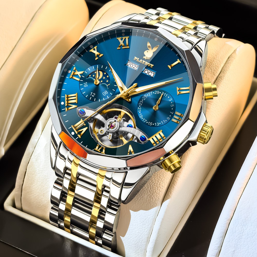 PLAYBOY 명품 브랜드 남자 기계식 시계 오토매틱 비즈니스 손목시계 선물용 195,200원