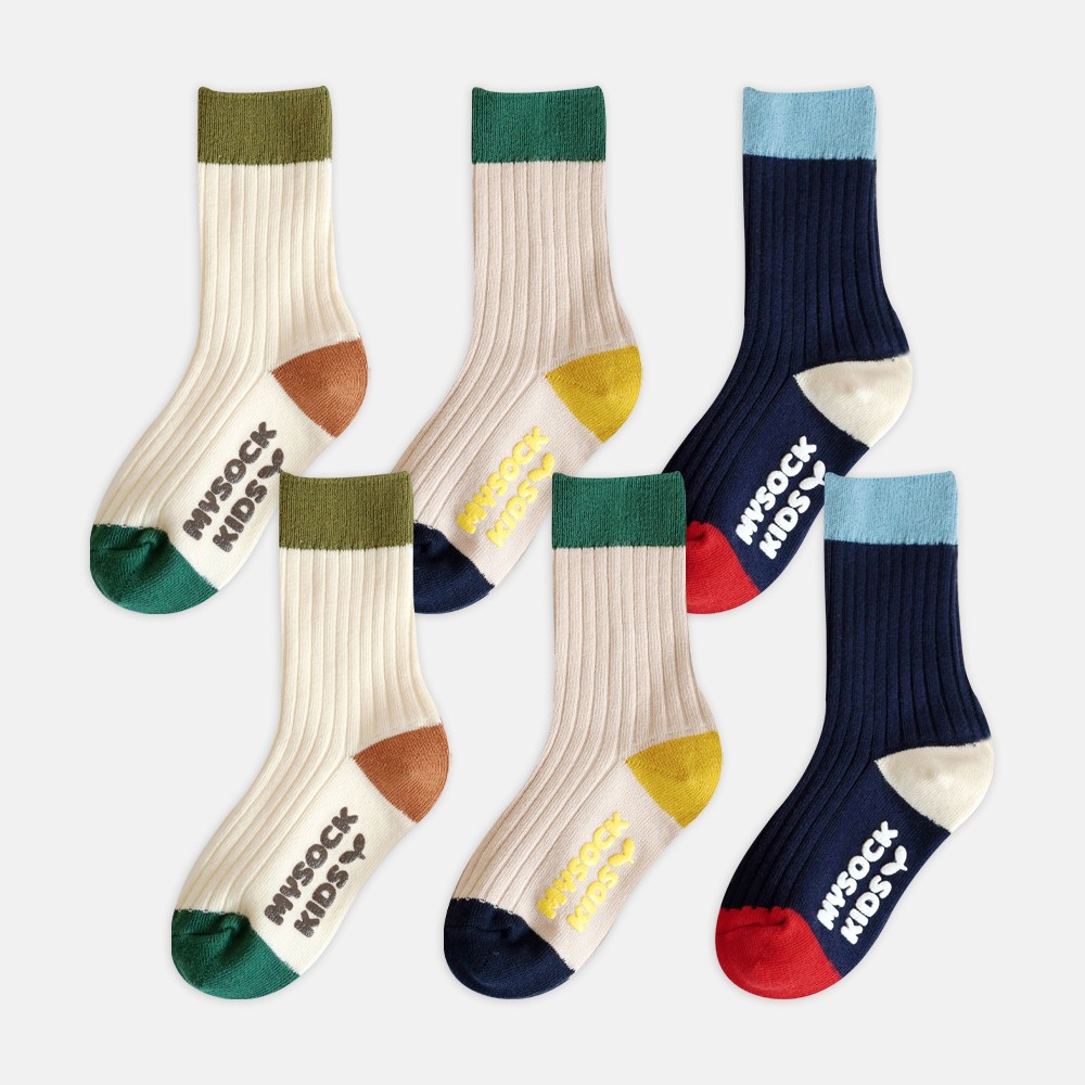 마이싹 토이 배색 골지 아동 양말 6켤레 17,900원