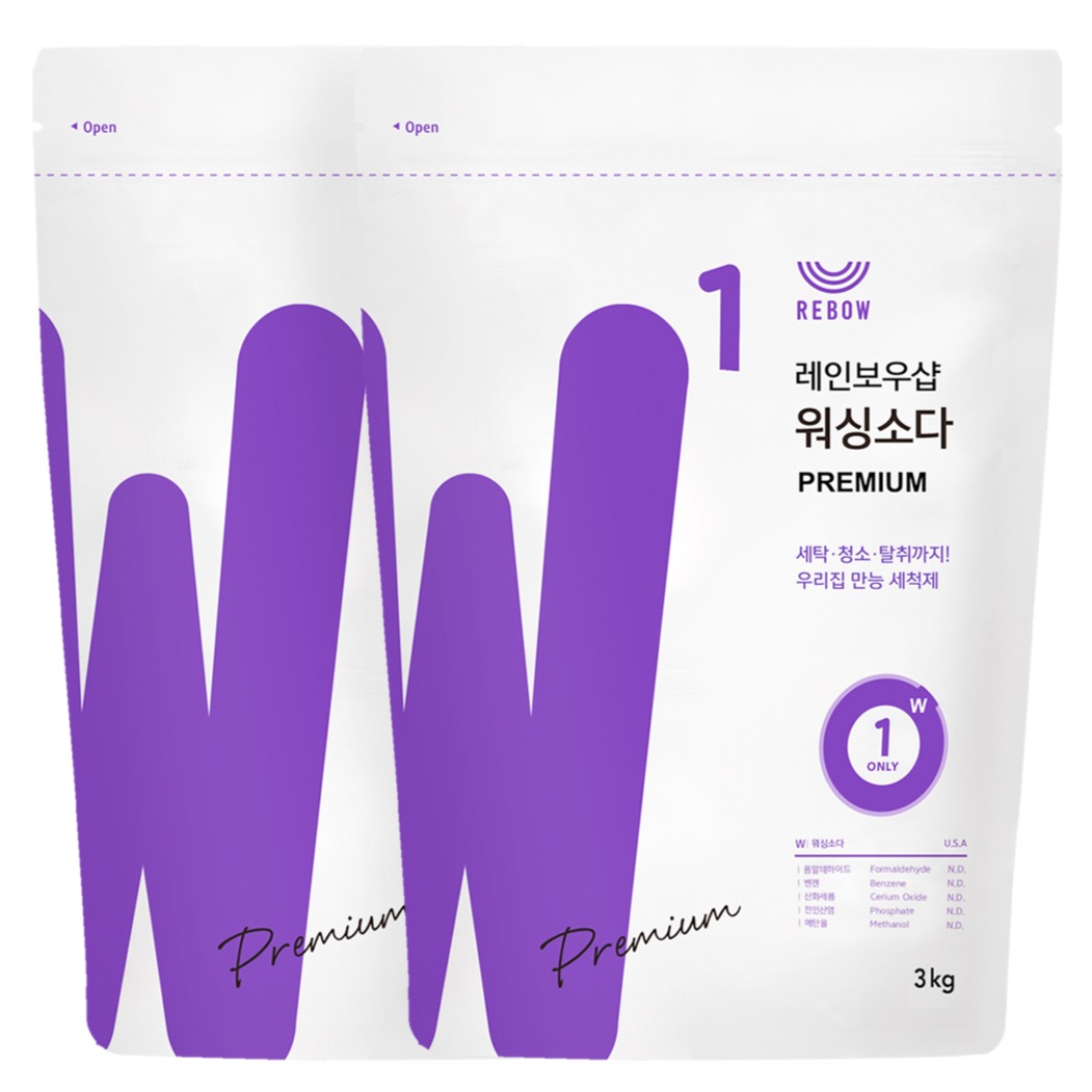 레인보우샵 워싱소다 프리미엄 세탁세제 리필, 3kg, 1개입, 2개 16,000원