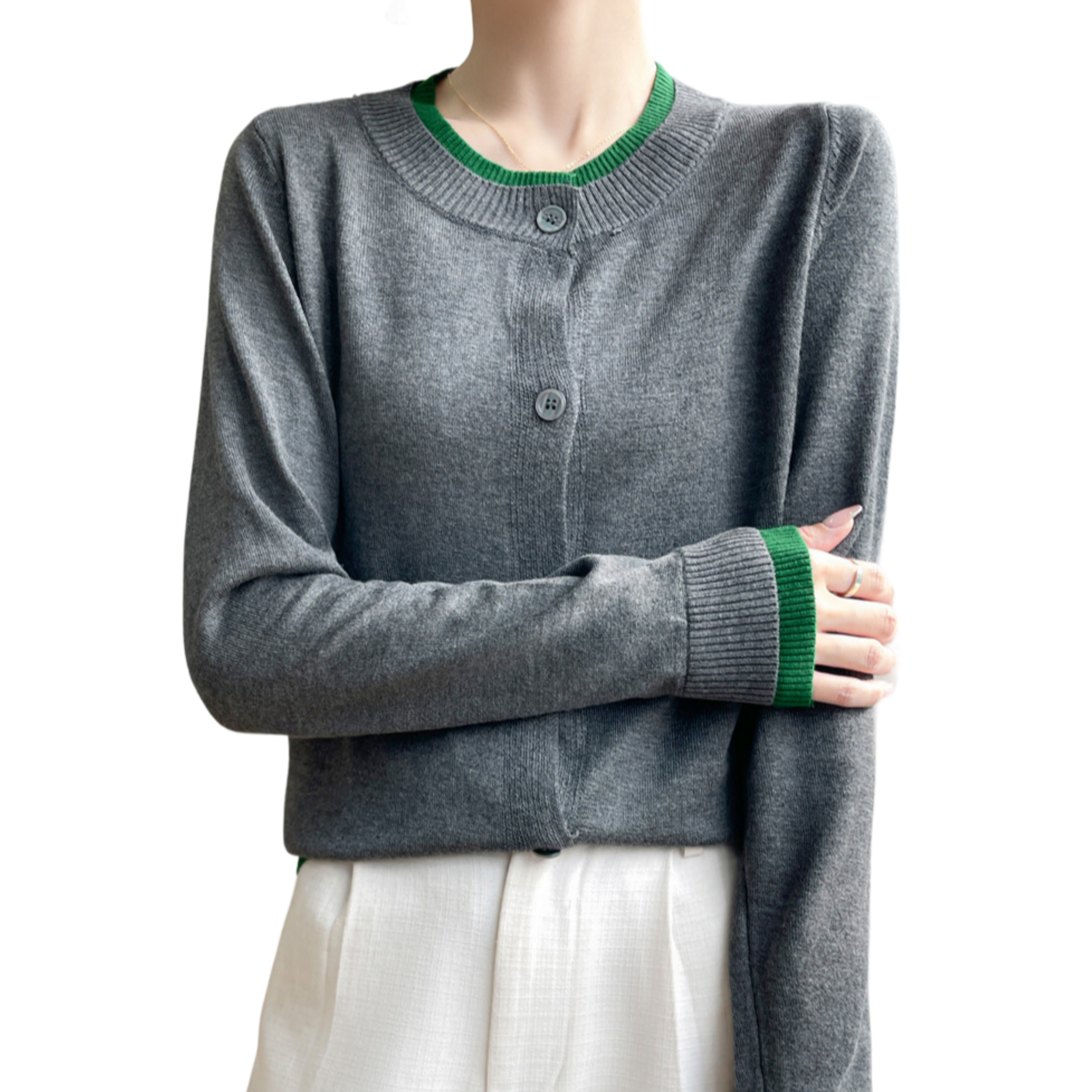 YEON HOME 여성 데일리 레이어드 가디건 라운드넥 28,100원