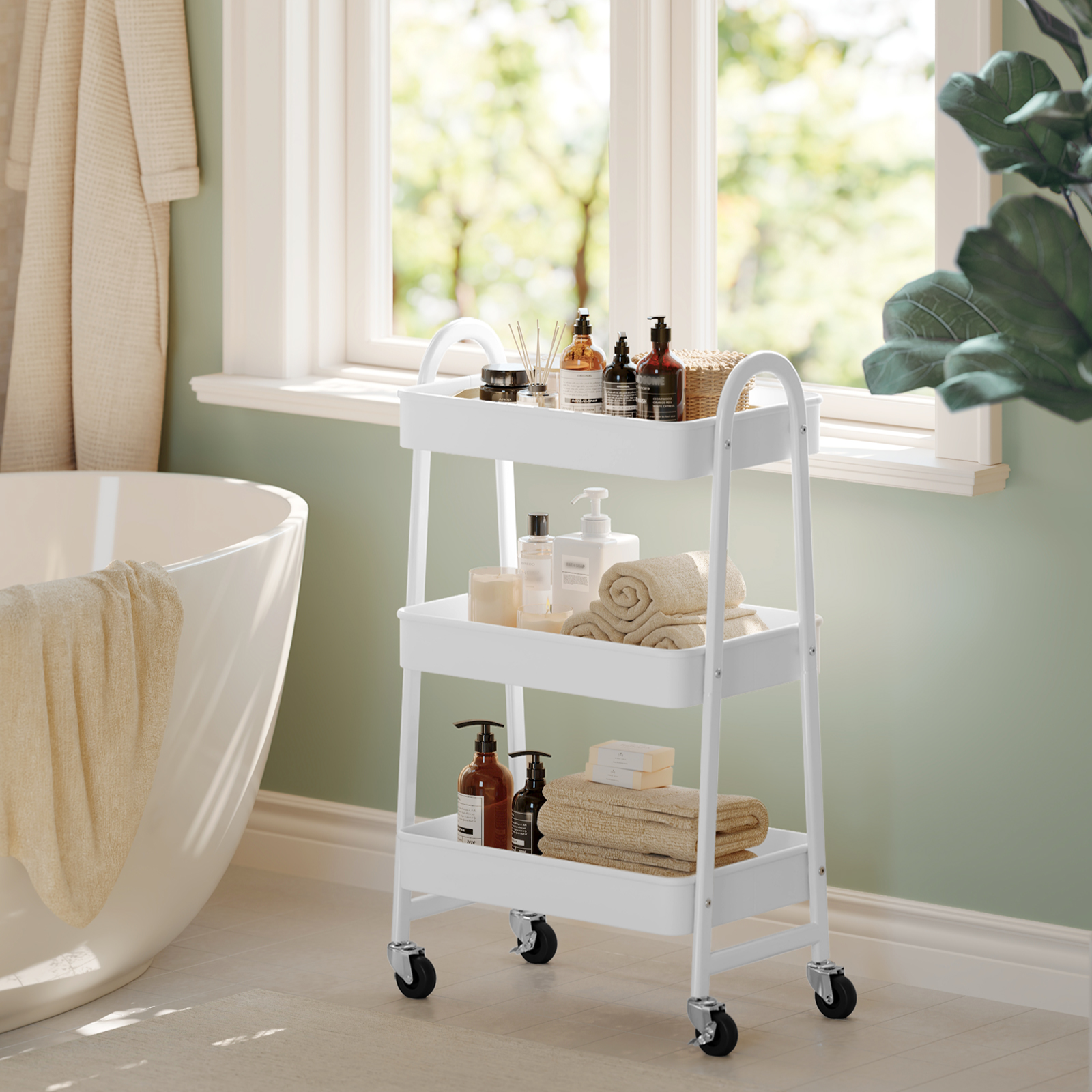 SONGMICS 튼튼한 다용도 이동식 360도 회전 바퀴 철제 핸들 트롤리 22,270원