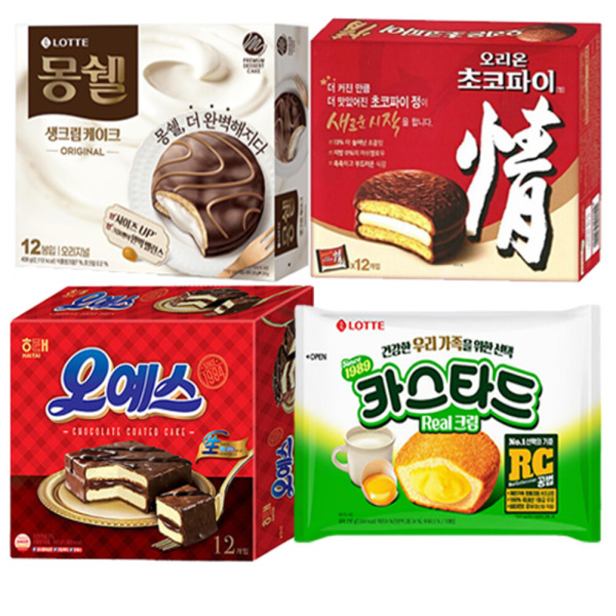 몽쉘크림()+오리온초코파이()+오예스()+카스타드() / 총 무료배송 34,200원