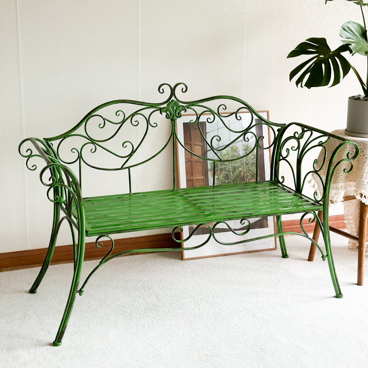 트랑떼 야외벤치 철제의자 공원벤치, 빈티지그린 129,000원