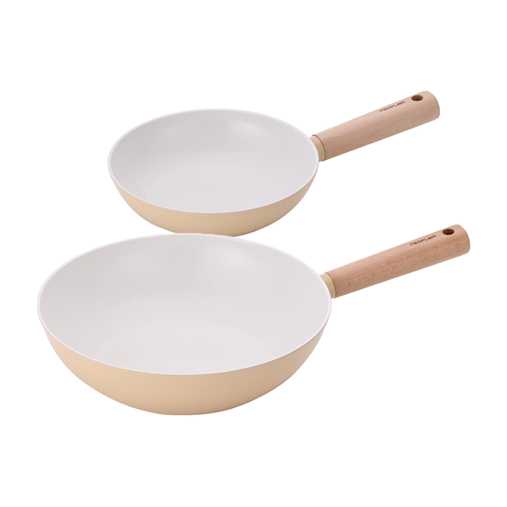 네오플램 메이즈 IH 세라믹 코팅 팬 2종 세트, 1세트, 20팬+28궁중팬, 크림옐로우 55,800원