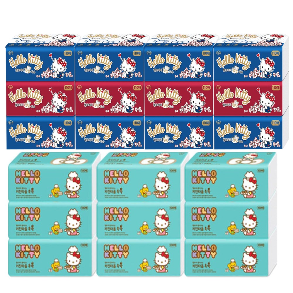 헬로키티 팝업티슈 12팩 + 뽑아쓰는 키친타올 9팩 22,600원