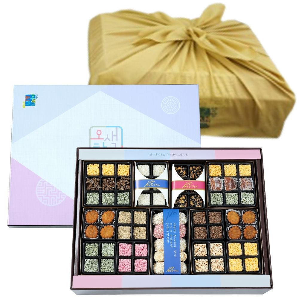 수제 양양오색한과 산마루 3단 한과 선물세트 추석 설날 명절 상견례 이바지 답례품 시댁 부모님 선물, 1세트 110,000원