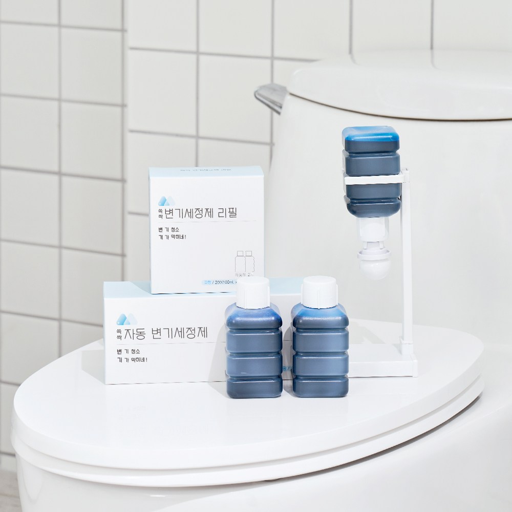 쓱싹 자동변기세정제 (거치대+세정액+플롯밸브)+리필액(100ml*2) 세트 국내생산 특허제품 양변기 찌든때 냄세 제거 19,500원