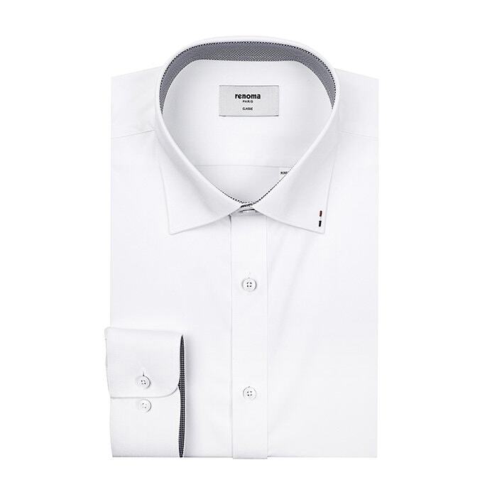 [국내백화점] 레노마 (일반핏)구김없고 터치감 좋은 스판 카치온 카라삼색포인트 흰색 긴팔셔츠 (OSSG0001-WH) 56,260원