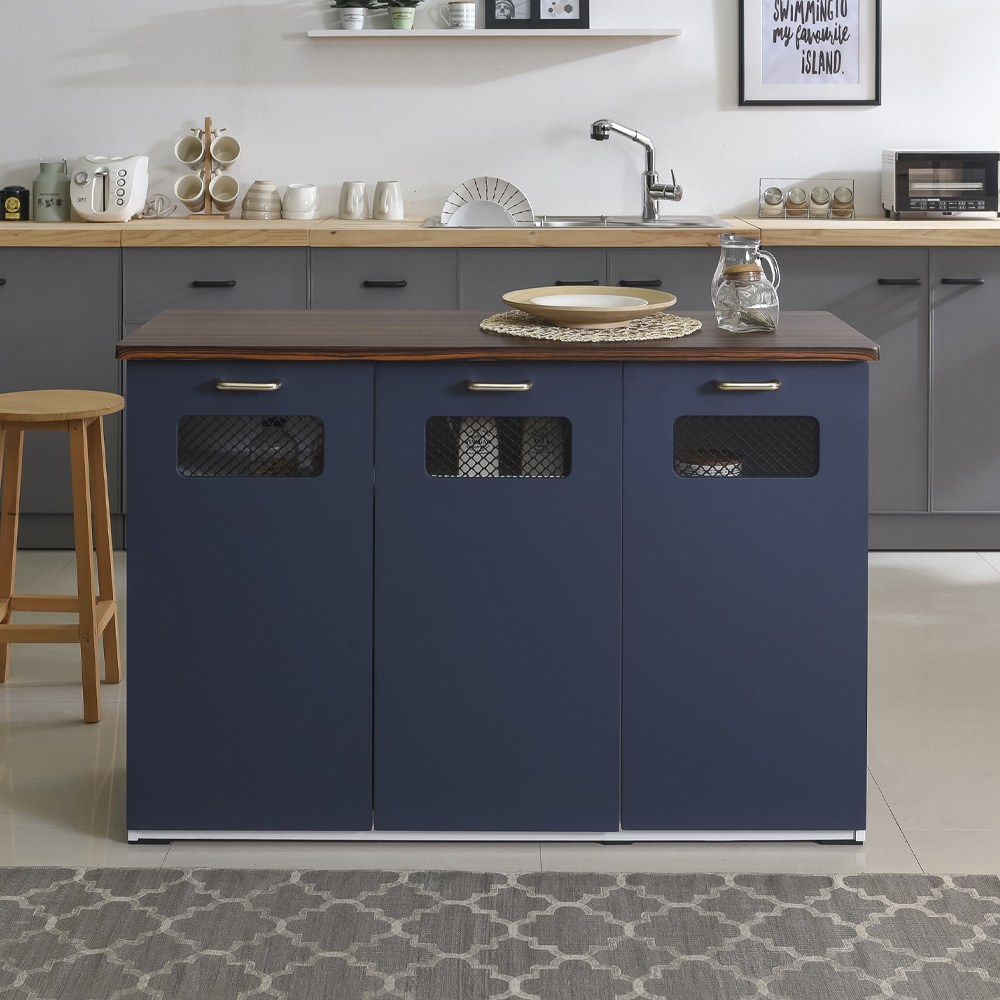 루시 아일랜드식탁 홈바테이블 3도어 A형 주방수납장, 딥블루 152,250원