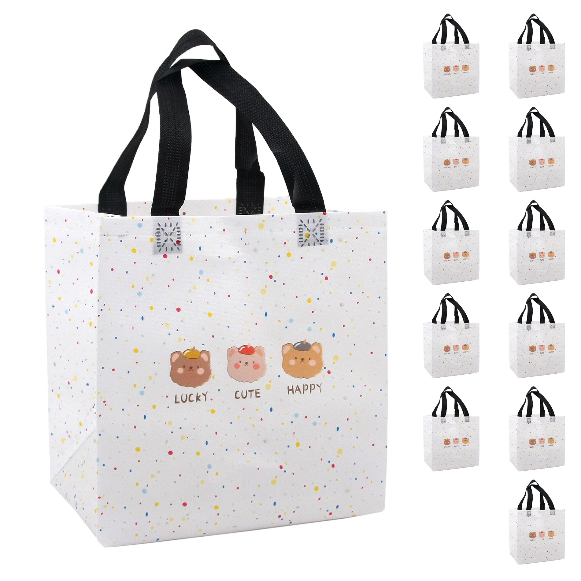 부직포백 곰돌이 선물가방 캐릭터 쇼핑백, 12개, 미색 9,000원