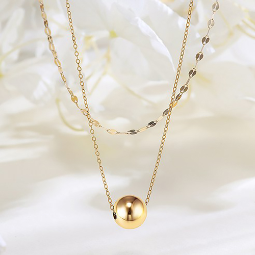 골드앤 14K 샤를렌 골드볼 두줄체인 목걸이 4mm/7mm 데일리 레이어드 금 목걸이 297,200원