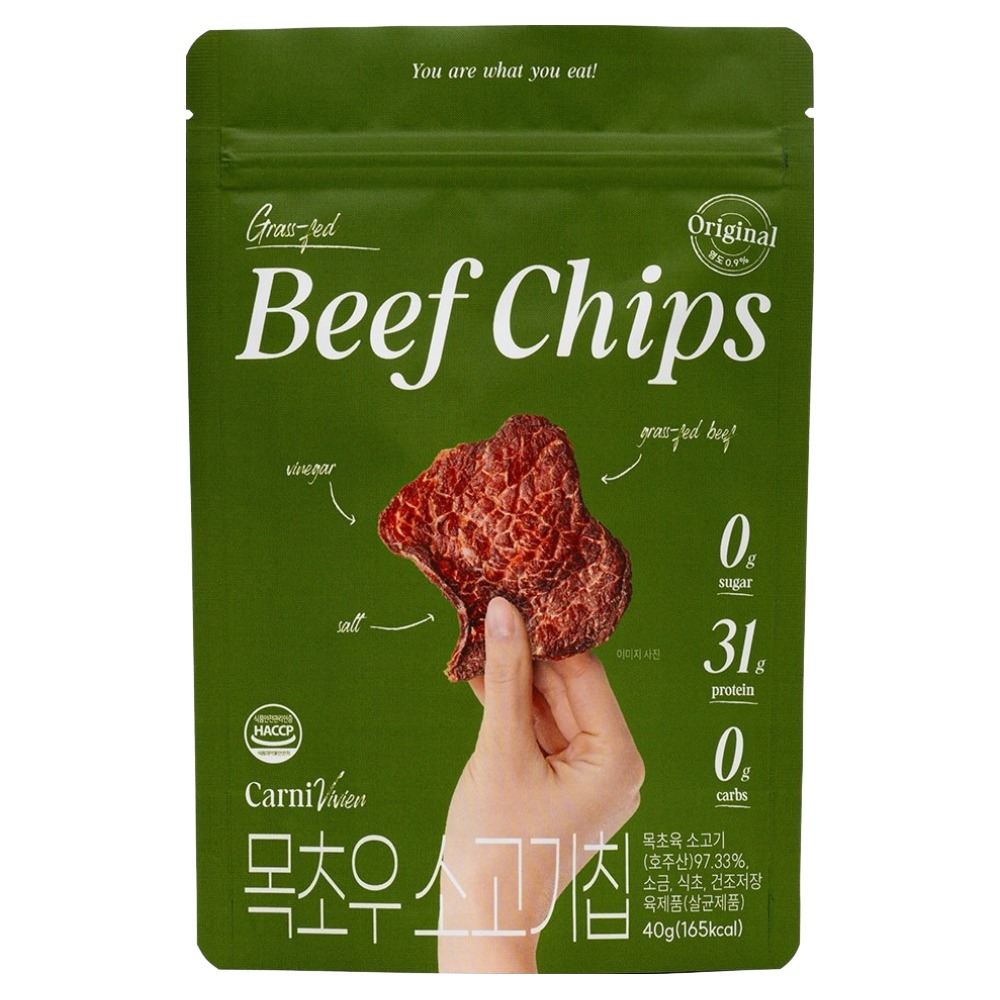 카니비비안 목초우 비프칩 오리지널, 40g, 1개 14,300원