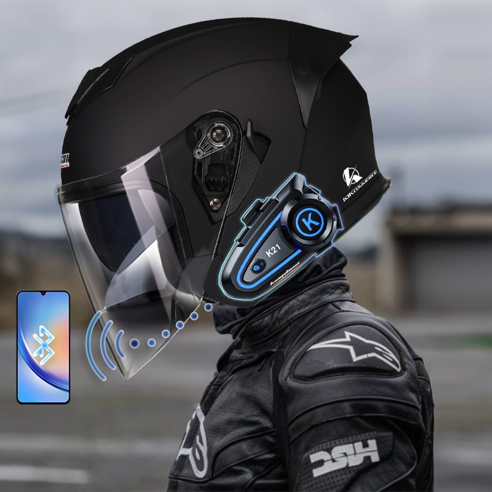 킥커머스 오픈페이스 K21 블루투스 오토바이헬멧, 매트블랙 119,100원
