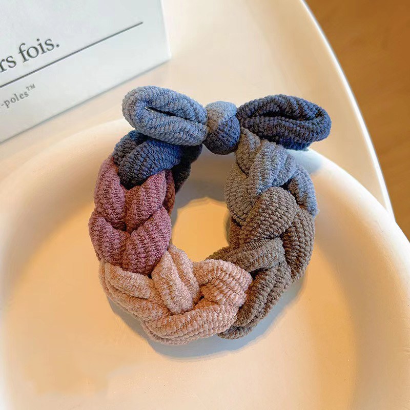 [12p] 두꺼운 오색 꼬임 매듭 머리끈 짱짱한 땋은 머리고무줄 9,700원