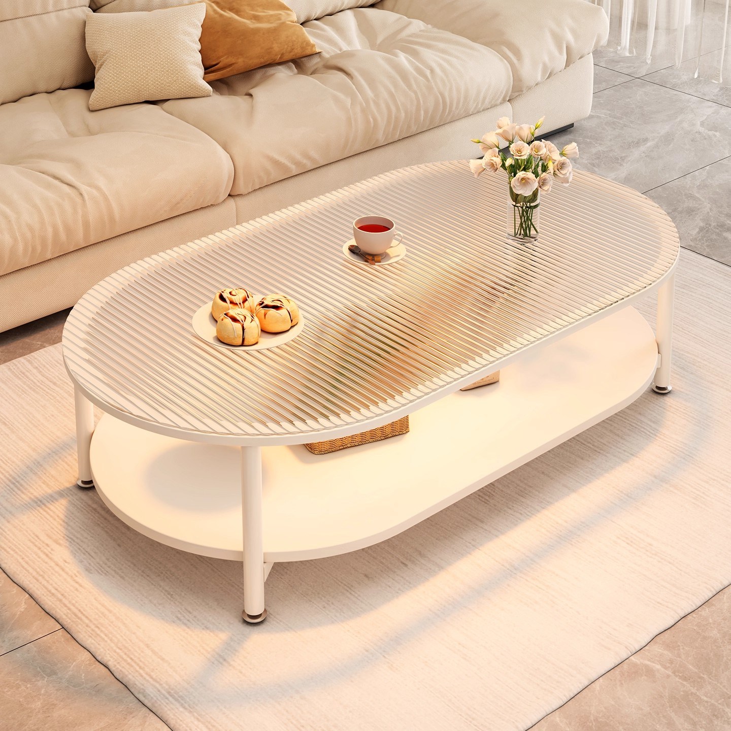 YAPOGI 수납형 거실 소파 테이블 2단 강화유리 거실 티테이블 좌식테이블 95,000원