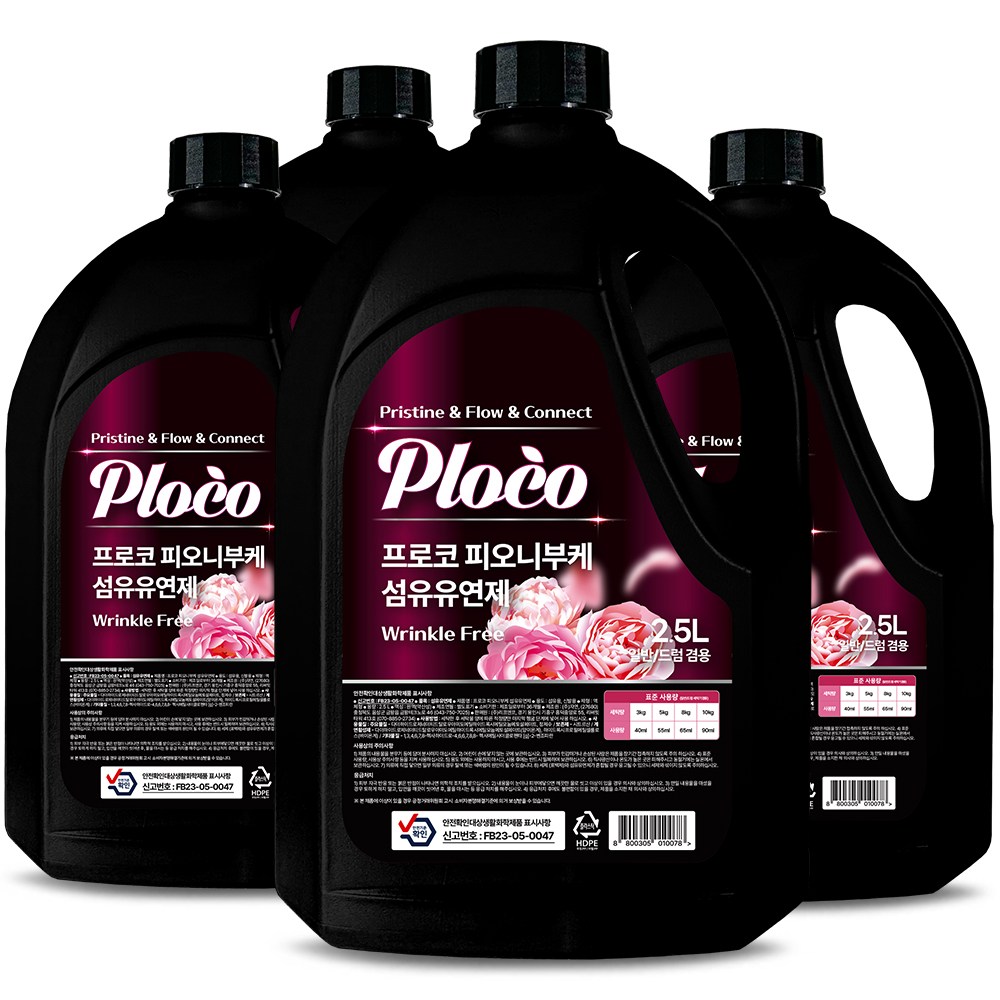 프로코 실내건조 피오니부케 섬유유연제, 4개, 2.5L 12,900원