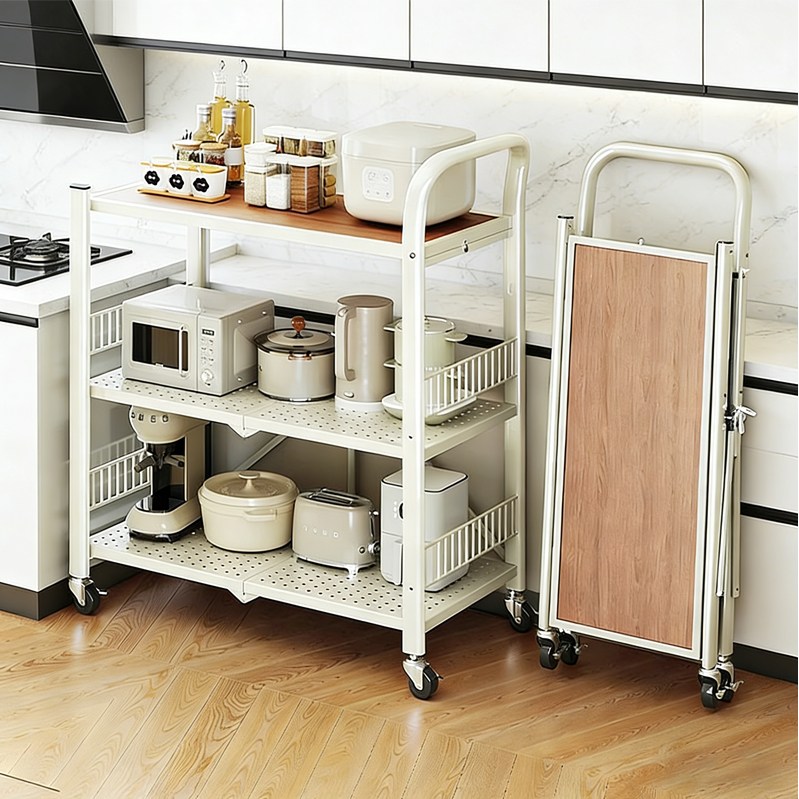 주방용 접이식 이동식 수납 전자레인지 선반 3단 수납 선반 이동식 수납 선반 가정용 카트 55,600원