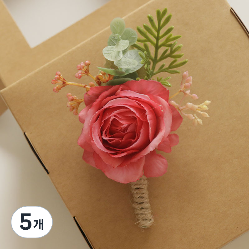 봄부쿠 조화 코사지 남자 부토니에 행사용 꽃사지, 5개, 핑크 44,470원