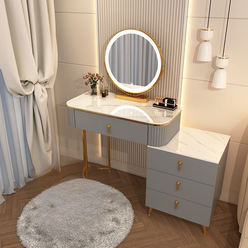 확장형 조명 콘솔 화장대겸책상 서랍형 작은 화장대 세트, 회색 254,000원